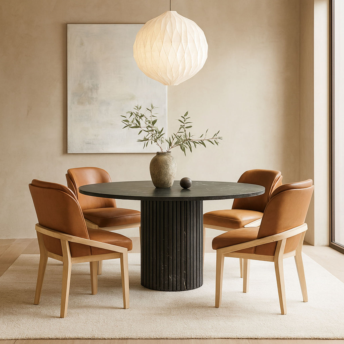 Navo - Faux Leather Upholstered Dining Chair - Natural Base