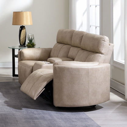 Elison - Motion Loveseat With Console - Dark Beige Polish Microfiber
