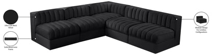 Rummi - Armless Velvet Performance Fabric Upholstered 5 Piece Modular Sectional