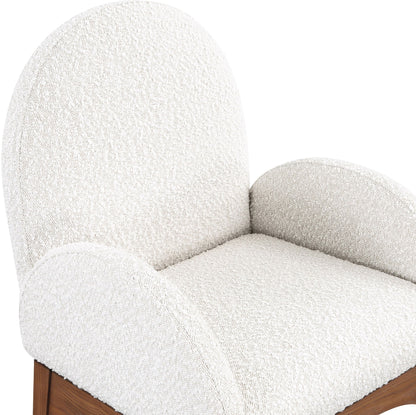 Waldorf - Boucle Dining Arm Chair With Brown Legs