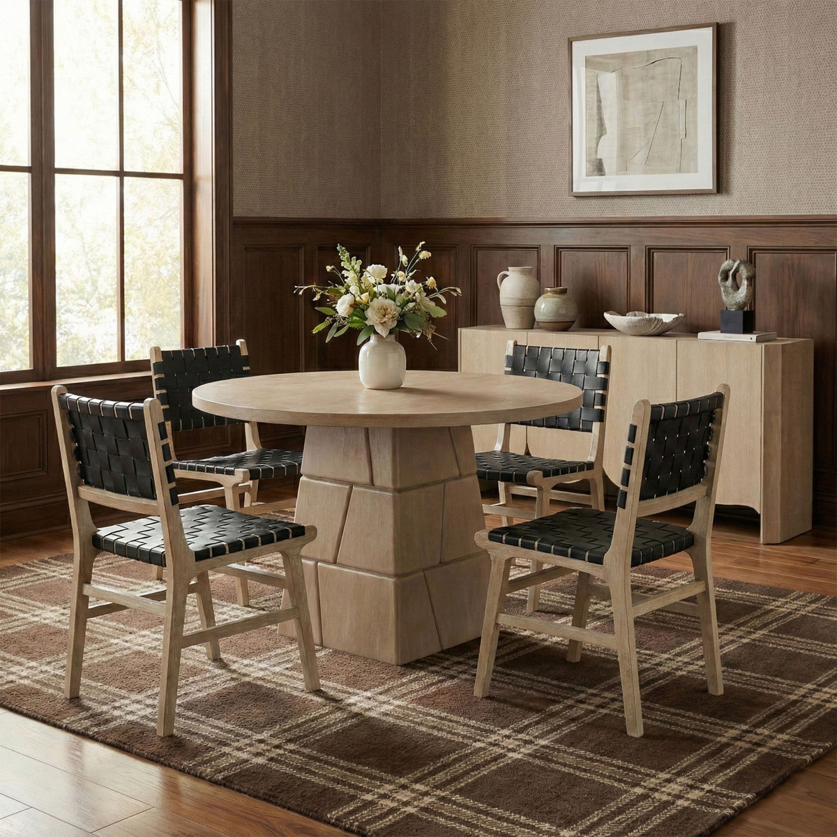 Entwine - Vegan Leather Upholstered Dining Chair - Painted Natural
