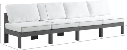 Nizuc - Outdoor Patio 4 Seat Armless Modular Sofa With Gray Frame
