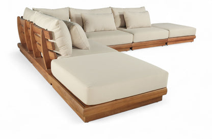 Mirella - 6 Piece Water Resistant Fabric Upholstered Outdoor Patio Modular Sectional