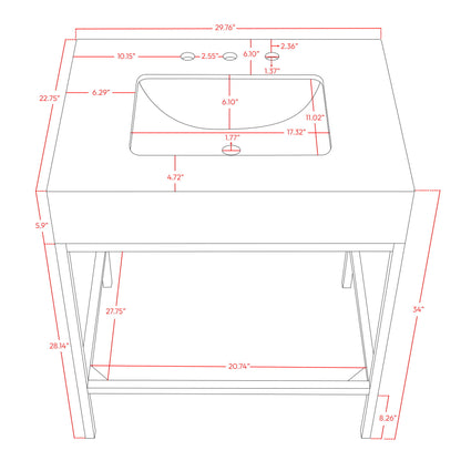 Marmo - Engineered Marble Bathroom Vanity With Black Base
