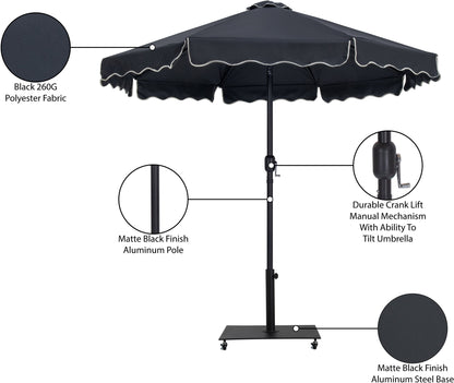 Amalfi - Aluminum Patio Umbrella - Black Base / Black Pole