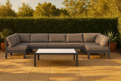 Nizuc - Outdoor Patio 7 Piece Modular Sectional With Gray Frame