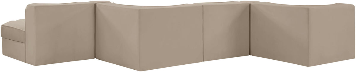 Rummi - Rounded Velvet Performance Fabric Upholstered 6 Piece Modular Sectional