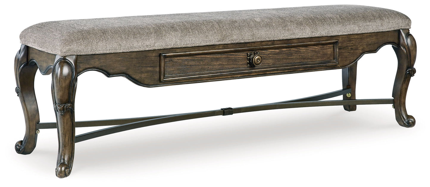 Maylee - Upholstered Storage Bench - Dark Brown