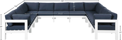Nizuc - Outdoor Patio 11 Piece Modular Sectional With White Frame