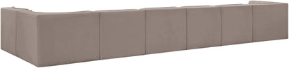 Rummi - Velvet Performance Fabric Upholstered 7 Piece Modular Sectional, L-Shaped (Right)