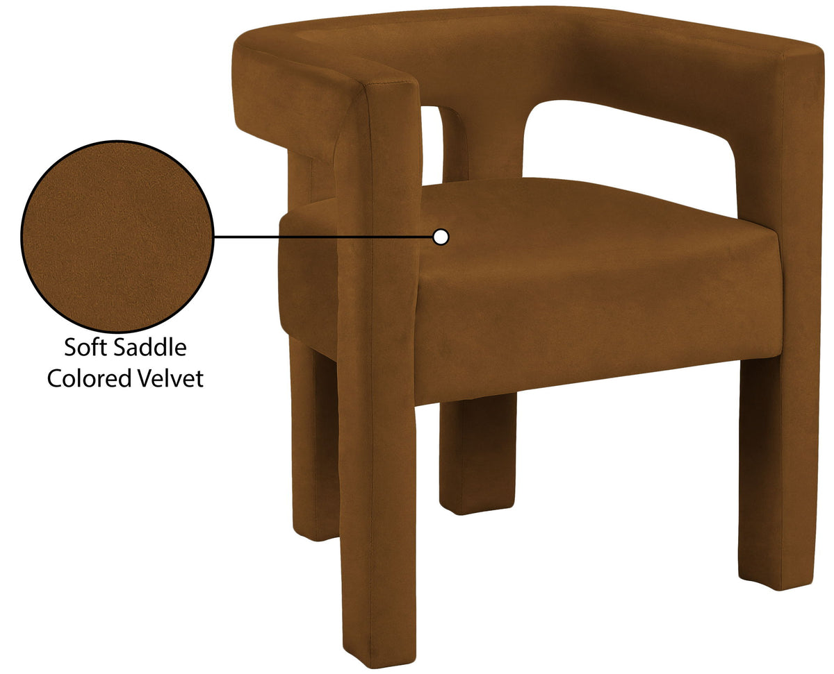 Athena - Velvet Dining Chair - Saddle