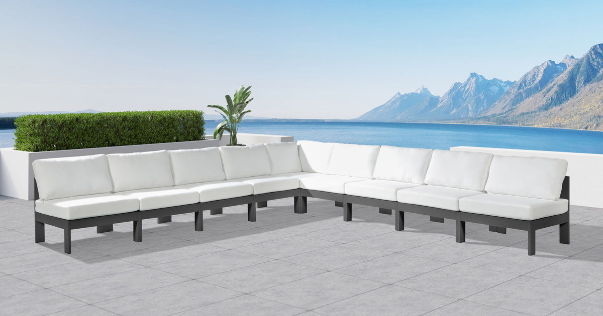 Nizuc - Outdoor Patio 9 Piece Modular Sectional With Gray Frame