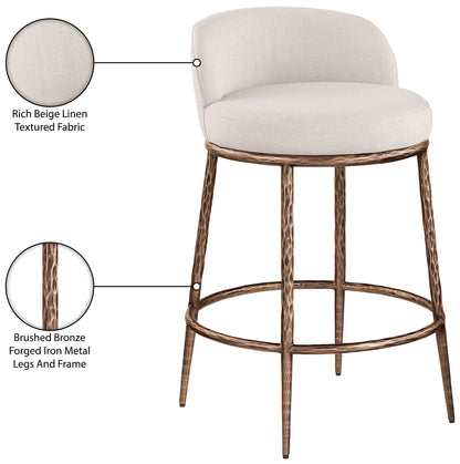 Ferro - Upholstered Counter Stool With Brushed Bronze Base