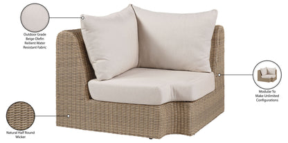 Seacrest - Olefin Water Resistant Fabric And Wicker Outdoor Patio Corner Chair