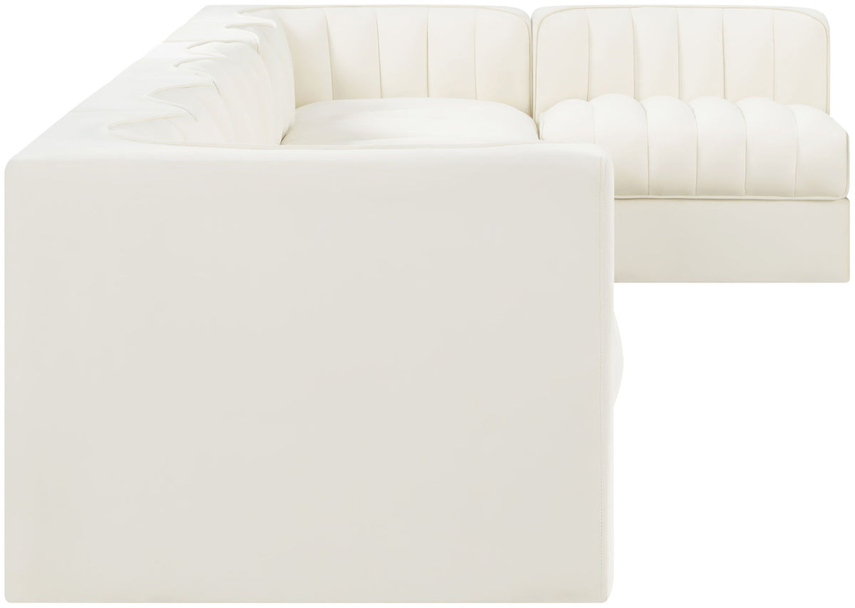 Rummi - Velvet Performance Fabric Upholstered 7 Piece Modular Sectional, L-Shaped (Right)