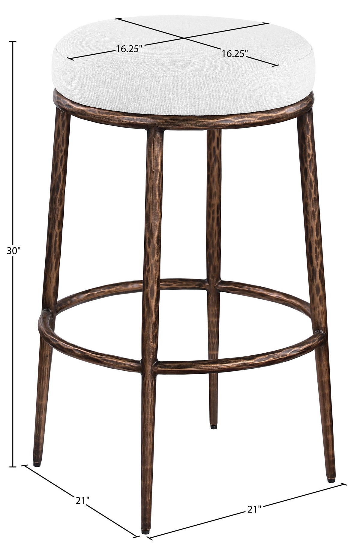 Ferro - Performance Fabric Upholstered Backless Bar Stool - Antique Bronze