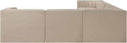 Rummi - Velvet Performance Fabric Upholstered 7 Piece Modular Sectional (With 3 Corner Chairs)