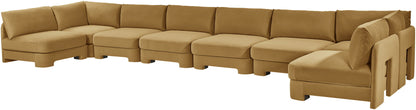 Hammond - Velvet Performance Fabric Upholstered 8 Piece U-Shaped Armless Sectional - Beige
