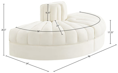 Rummi - Velvet Performance Fabric Upholstered 2 Piece Rounded Modular Loveseat