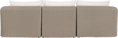 Seacrest - Olefin Water Resistant Fabric And Wicker 3 Piece Outdoor Patio Modular Sofa
