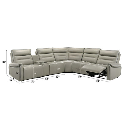 Jayke - Power Motion Sectional Sofa - Light Gray Top Grain Leather Match