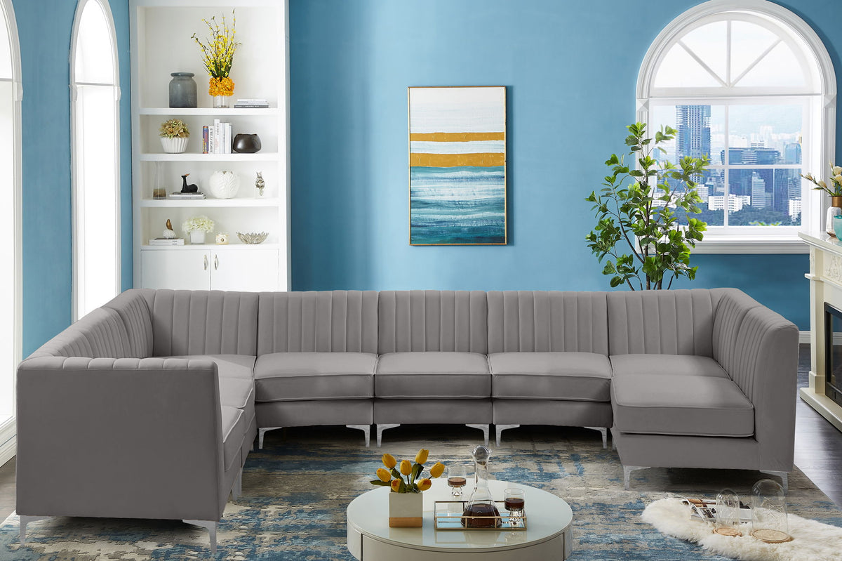 Alina - 8 Piece Velvet Modular Sectional
