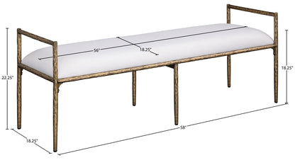 Axis - Linen Textured Cream Fabric Upholstered Bench