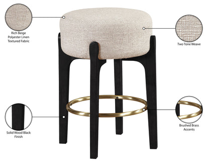 Torino - Backless Counter Stool With Brushed Black Base (Set of 2)
