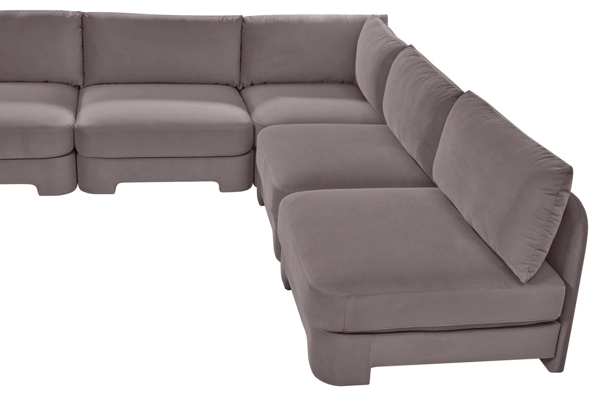 Hammond - Velvet Performance Fabric Upholstered 5 Piece Armless Sectional