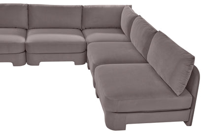 Hammond - Velvet Performance Fabric Upholstered 5 Piece Armless Sectional