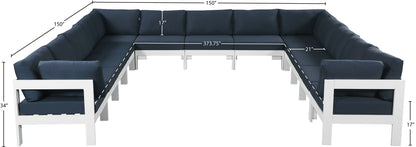 Nizuc - Outdoor Patio 13 Piece Modular Sectional With White Frame