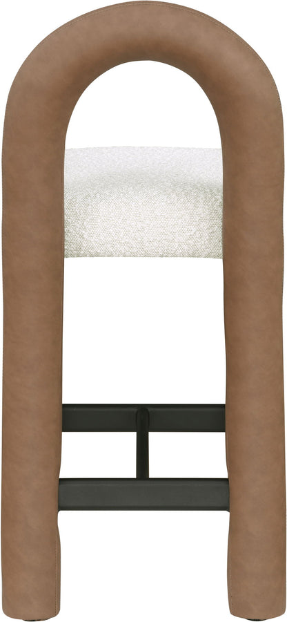 Amari - Vegan Leather and Boucle Fabric Stool