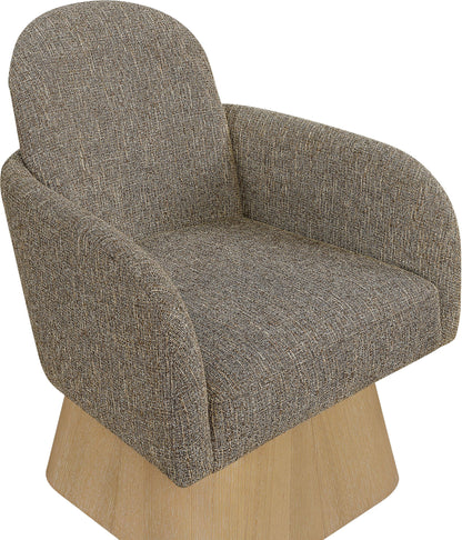 Marlowe - Linen Textured Fabric Upholstered Swivel Accent Chair - Stained Natural
