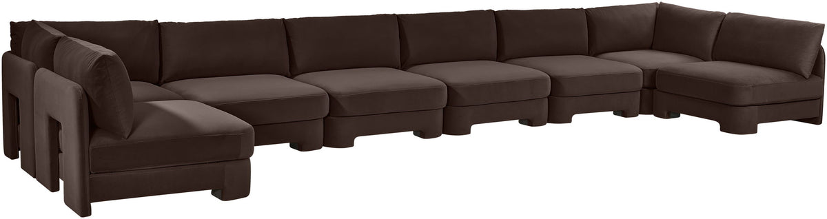 Hammond - Velvet Performance Fabric Upholstered 8 Piece U-Shaped Armless Sectional - Beige