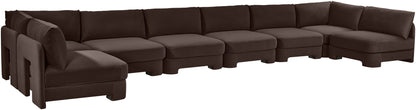 Hammond - Velvet Performance Fabric Upholstered 8 Piece U-Shaped Armless Sectional - Beige