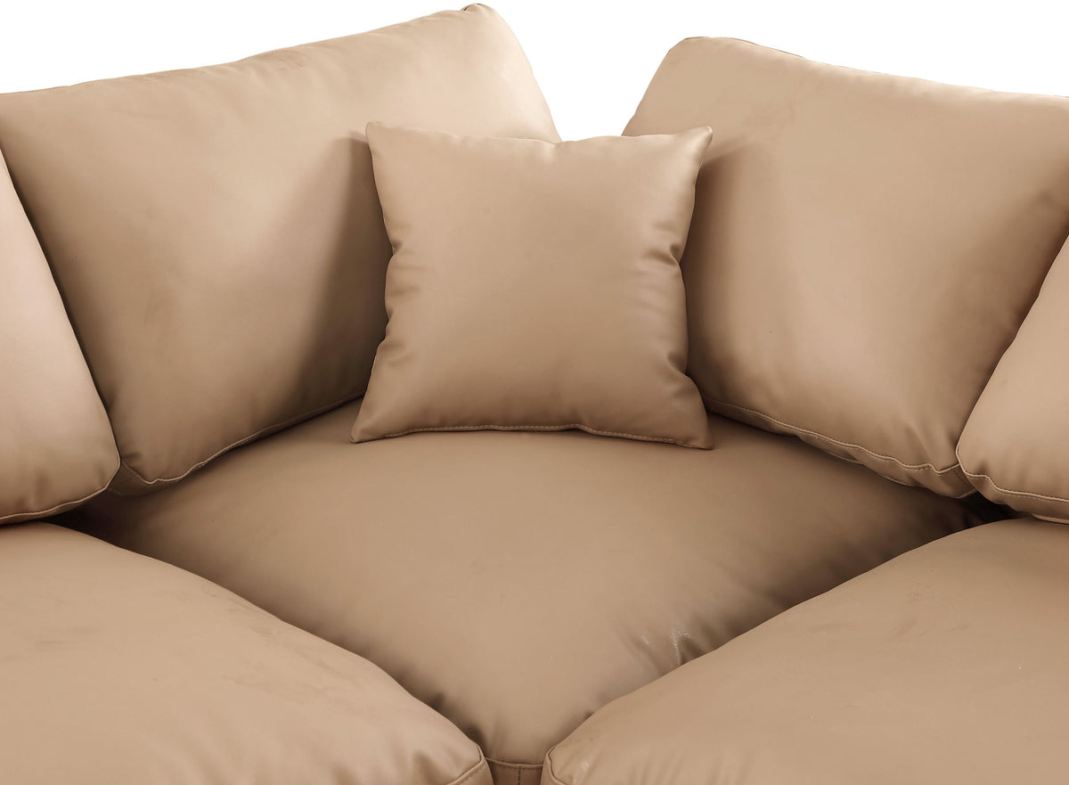 Comfy - 7 Piece Faux Leather Modular Corner Sectional - Tan