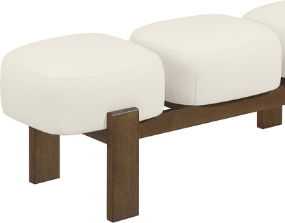Woodcrest - Vegan Leather Upholstered Bench - Painted Brown Walnut Base