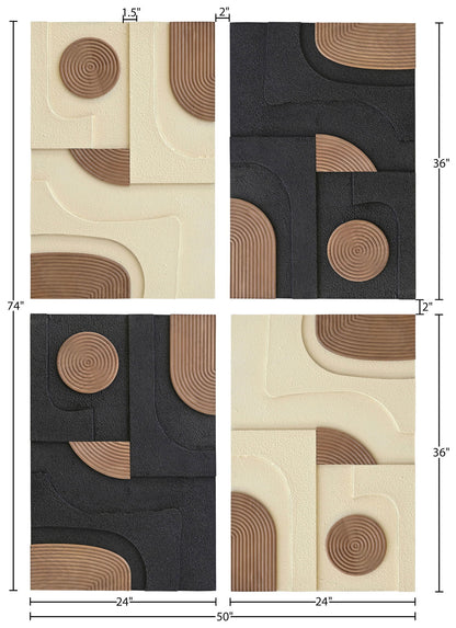 Element - 50" Mango Wood 4 Piece Wall Art - Natural