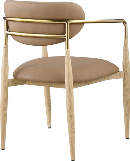 Ronda - Vegan Leather Upholstered Dining Arm Chair - Natural Legs