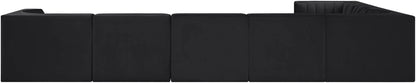 Rummi - Velvet Performance Fabric Upholstered 7 Piece Modular Sectional (With 3 Corner Chairs)