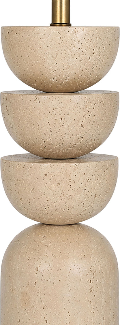Opus - Travertine, Linen Textured Fabric And Brass Table Lamp - Travertine