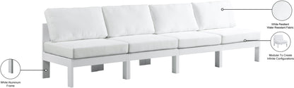 Nizuc - Outdoor Patio 4 Seat Armless Modular Sofa With White Frame