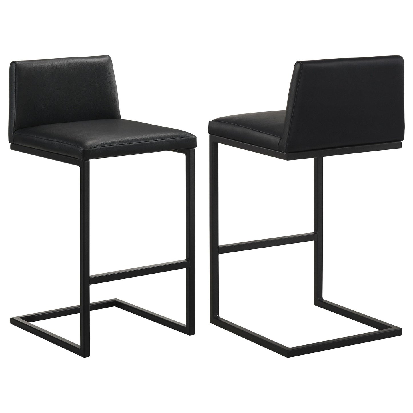 Vardon Genuine Leather Bar Stool Black (Set of 2)