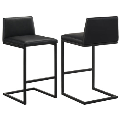 Vardon Genuine Leather Bar Stool Black (Set of 2)