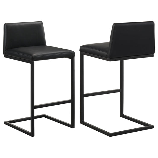Vardon Genuine Leather Bar Stool Black (Set of 2)