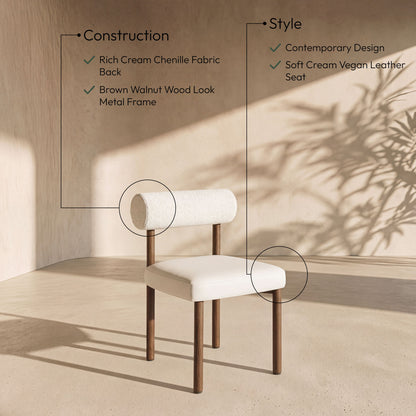Paramo - Chenille Fabric and Vegan Leather Upholstered Dining Chair