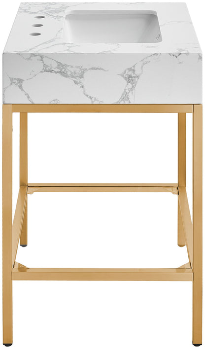 Marmo - Engineered Marble Bathroom Vanity With Gold Base
