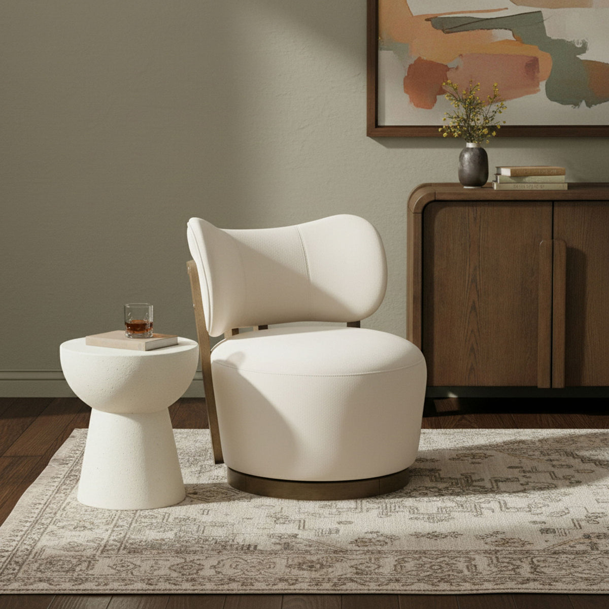Elara - Velvet Upholstered Swivel Accent Chair - Stained Brown
