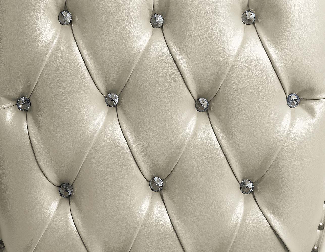 Vanaheim - Eastern King Bed - Beige Synthetic Leather & Antique White