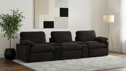 Collins 5-Piece Power Reclining Home Theater Seating Chocolate Brown